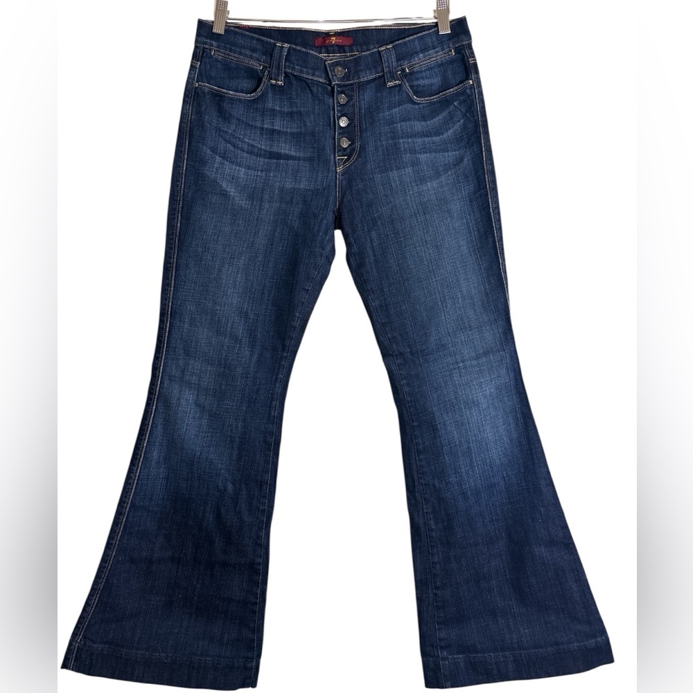 7 For All Mankind Jeans Women's Size 30 Wide Leg Flare Button Fly Made in USA